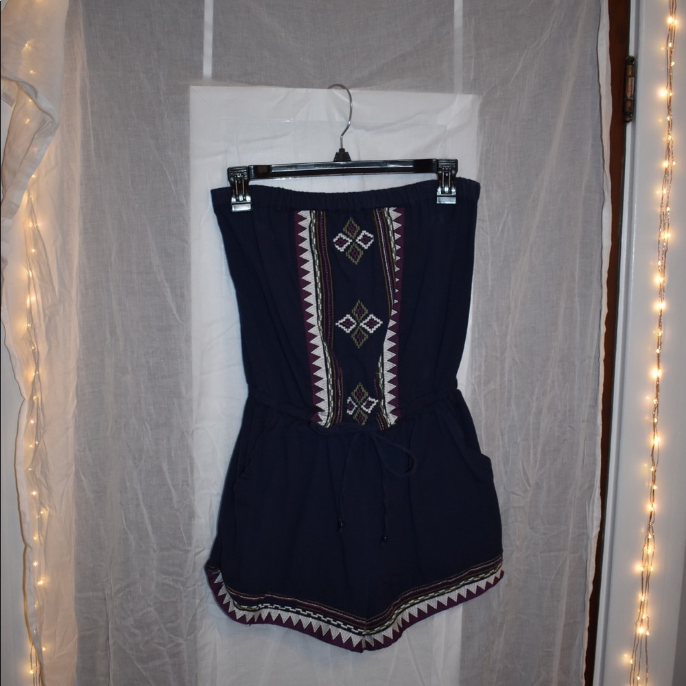 Navy Aztec Detailed Romper